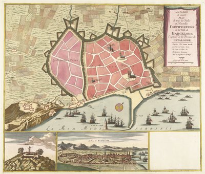 Mappa di Barcellona, ca. 1706 da Anonymous