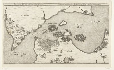 Mappa della battaglia navale tra le flotte svedesi e danesi nel Belt, 1644 da Anonymous