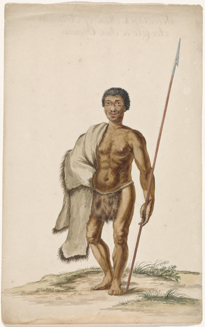 Uomo Khoikhoi con assegai da Anonymous
