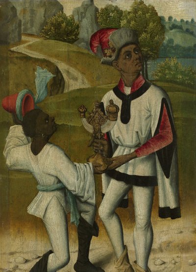 Re Baldassarre, uno dei Tre Magi, e un servitore, frammento da un