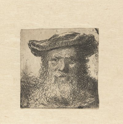 Testa di un vecchio con barba e cappello da Anonymous