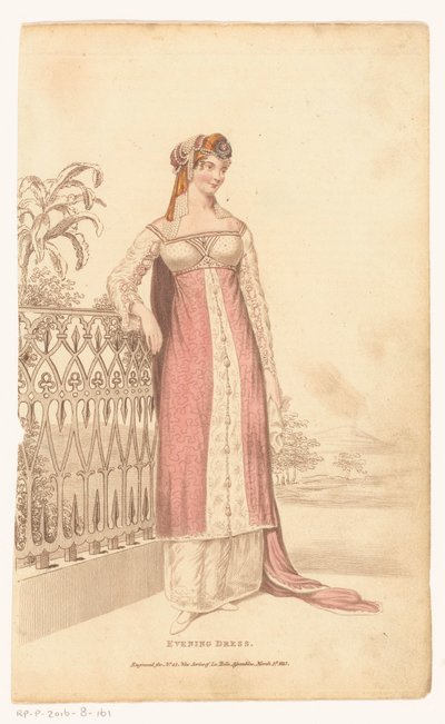 La Belle Assemblée, 1 marzo 1813, No. 42 (Nuova Serie): Abito da sera da Anonymous