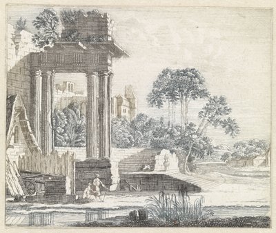 Paesaggio con rovine classiche lungo l