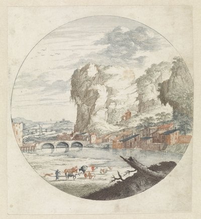 Paesaggio con fiume e rocce da Anonymous
