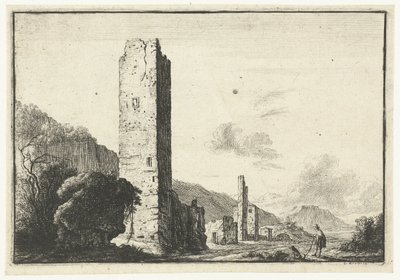 Paesaggio con torre quadrata da Anonymous