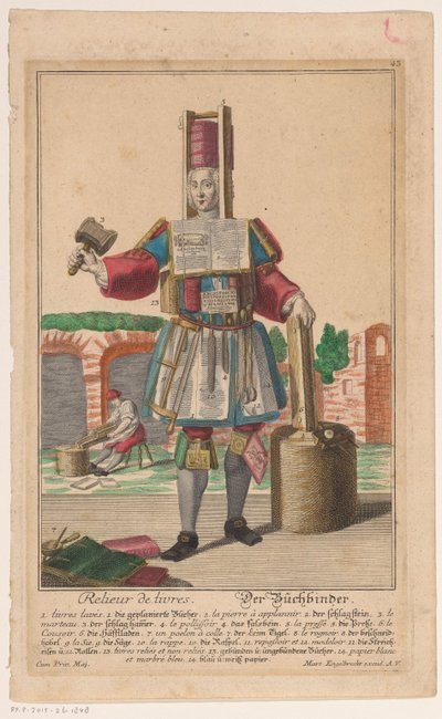 Uomo con un costume di attrezzi da rilegatore da Anonymous