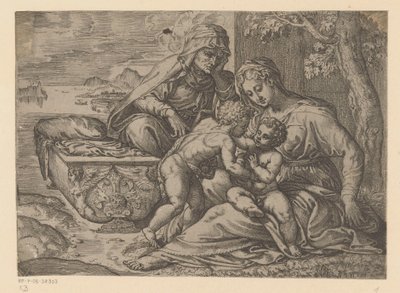 Maria con il Bambino Gesù, Giovanni Battista ed Elisabetta da Anonymous