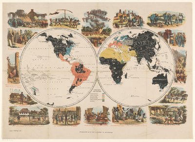 Mappa missionaria del mondo e scene religiose da Anonymous