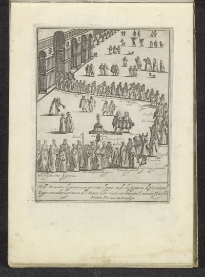 Processione con il doge e la Serenissima Signoria su Piazza San Marco a Venezia da Anonymous
