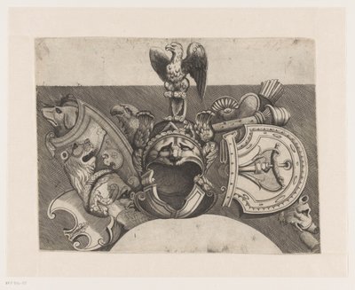 Ornamento con elmo, scudo, aquila e leone da Anonymous