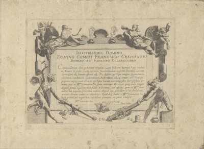 Cartiglio ornamentale con dedica al pittore Francesco Crescenzi da Anonymous