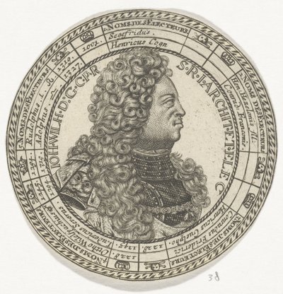Medaglia con il ritratto di Giovanni Guglielmo e i nomi degli elettori del Palatinato da Anonymous