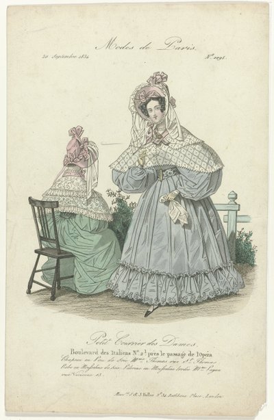Petit Courrier des Dames, 20 settembre 1834, No.1095 : Cappello en Pou de Soi da Anonymous