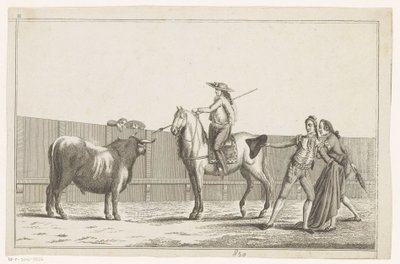 Picador punta la sua lancia su un toro Coleccion de las principales suertes de una corrida de toros (serie sull