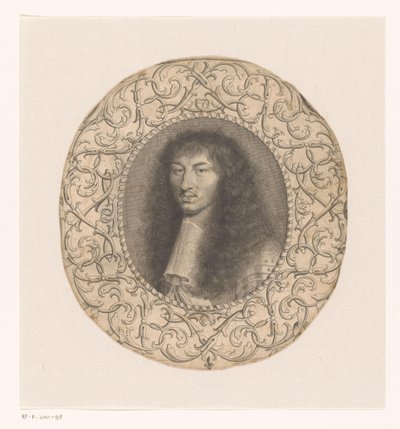 Ritratto di Luigi XIV circondato da una cornice decorativa con arabeschi da Anonymous