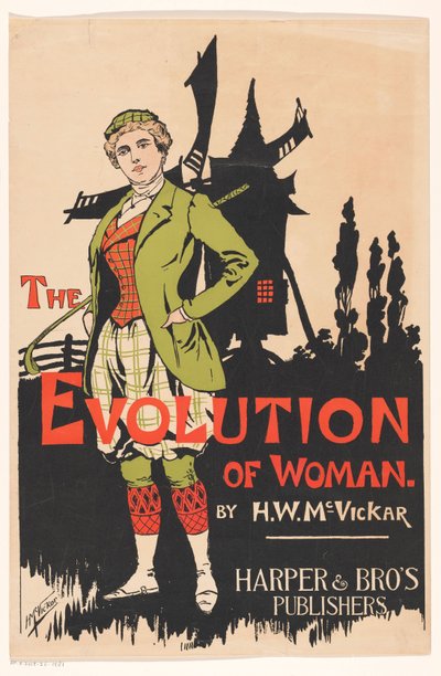 Manifesto pubblicitario per The Evolution of Woman di Harry Whitney McVickar da Anonymous