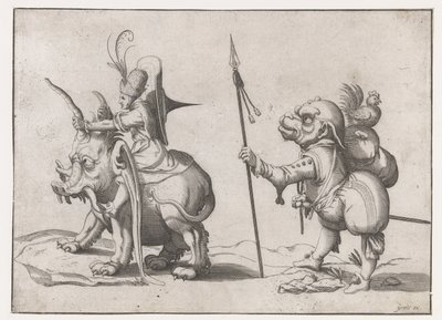 Cavaliere su un mostro simile a un elefante da Anonymous