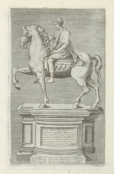 Statua equestre di Marco Aurelio (Antiquarum statuarum urbis Romae quae in publicis locis visuntur icones) da Anonymous