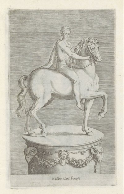 Scultura di un ragazzo nudo su un cavallo da Anonymous