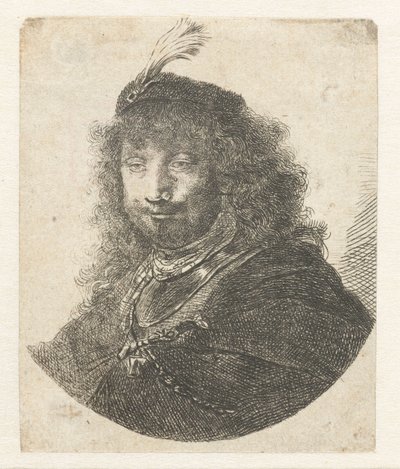 Autoritratto (?) con cappello piumato e sciabola abbassata da Anonymous