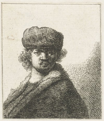 Autoritratto con cappello di pelliccia pesante: busto da Anonymous