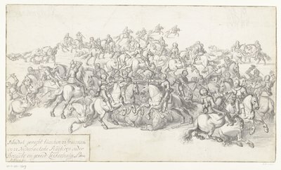 Battaglia di Lekkerbeetje, 1600 (Sanguinosa battaglia tra 22 cavalieri francesi e 22 cavalieri olandesi sotto Breaut e Gerard Leckerbeetge Ao. 1600) da Anonymous