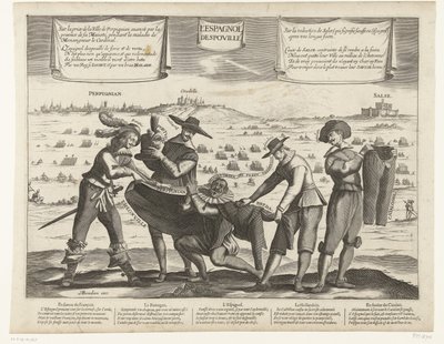 Caricatura degli spagnoli dopo la perdita di Breda, Thionville, Perpignano, Portogallo e Catalogna, 1643 da Anonymous