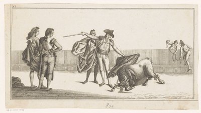 Toro trafitto da un matador (Coleccion de las principales suertes de una corrida de toros) da Anonymous
