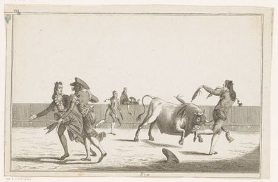 Toro sfidato con banderillas (Collezione delle principali manovre di una corrida) da Anonymous