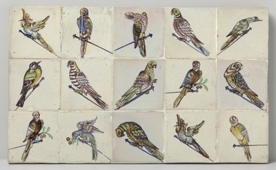 Tile Panel with Birds Perched on Nails da Anonymous