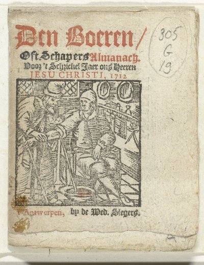 Pagina del titolo per: Den Boeren / Oft Schapers Almanach Voor 