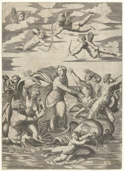 Trionfo di Galatea con tritoni e nereidi e putti da Anonymous