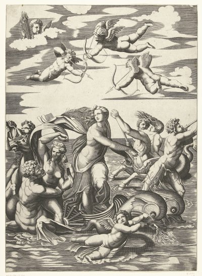 Trionfo di Galatea con tritoni e nereidi e putti da Anonymous