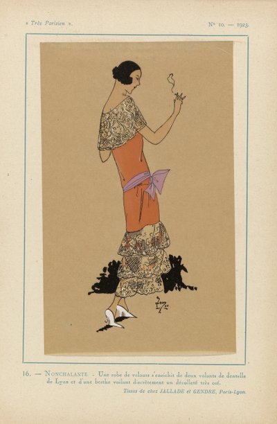 Très Parisien, 1923, No 10: 16.- NONCHALANCE. - Un abito di velluto da Anonymous