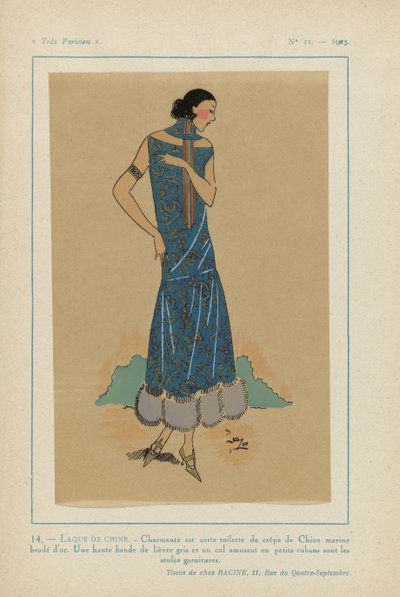 Très Parisien, 1923, No 11: 14. - LAQUE DE CHINE. - Charmante est cette toilette... da Anonymous