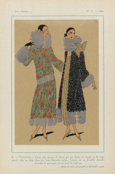 Très Parisien, 1923, No 11: 8. - FRILEUSES. - Questa veste ornata di lepre grigia... da Anonymous