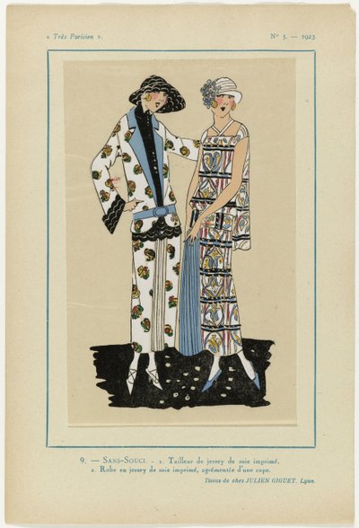 Très Parisien, 1923, No 5: 9.- SANS-SOUCI. 1. Tailleur di jersey... da Anonymous