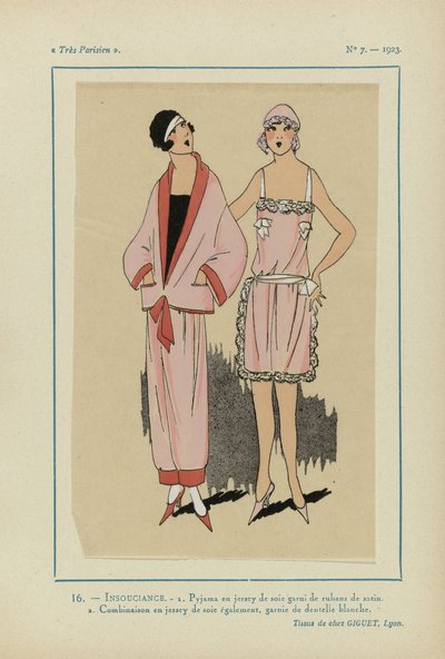 Très Parisien, 1923, No 7: 16.- INSOUCIANCE. - 1. Pigiama in jersey di seta da Anonymous