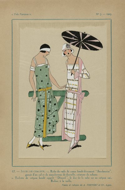 Très Parisien, 1923, No 7: 17.- GIORNI DI CALORE. - 1. Abito di voile di cotone... da Anonymous