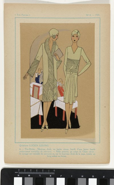 Très Parisien, 1928, No. 8 : Creazioni LUCIEN LELONG / 6. - TEA-ROOM... da Anonymous