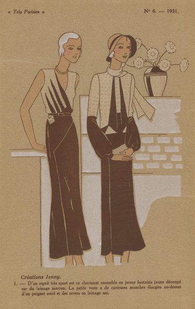 Très Parisien, 1931, No. 6: Creazioni Jenny. / 1. - Di uno spirito molto sportivo... da Anonymous