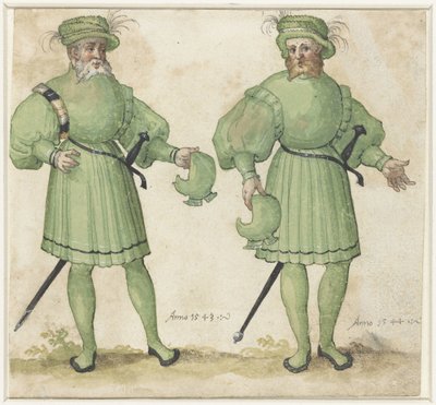 Due cortigiani in abiti verde chiaro da Anonymous