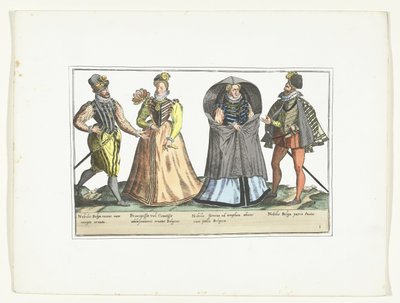 Due uomini e due donne vestiti secondo la moda nei Paesi Bassi, ca. 1580 da Anonymous