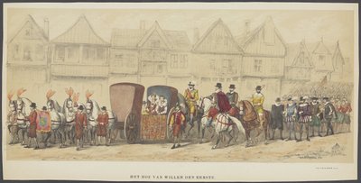 Mascherata di Utrecht, tavola e: la corte, 1856 da Anonymous