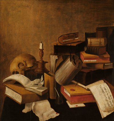 Vanitas Natura morta con libri da Anonymous