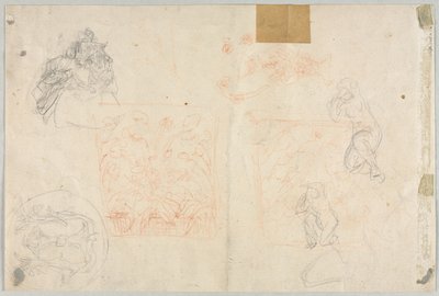 Vari schizzi di figure e piante (verso) da Anonymous