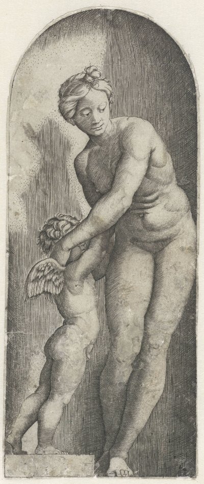 Venere e Amore in piedi in una nicchia da Anonymous