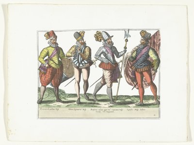 Quattro militari spagnoli in uniforme, ca. 1580 da Anonymous
