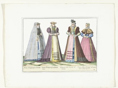Quattro donne vestite secondo la moda tedesca a Francoforte, ca. 1580 da Anonymous