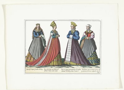 Vier vrouwen gekleed volgens de Duitse mode in Neurenberg, ca. 1580 da Anonymous